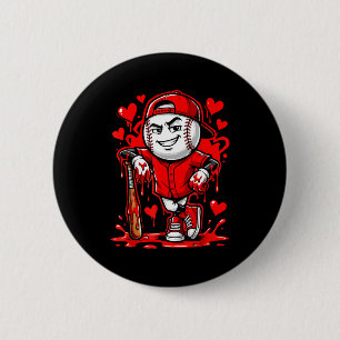 Bóton Redondo 5.08cm Sorvete de Baseball Heart Vermelho Dia dos Namorad