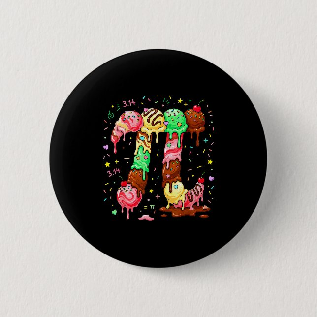 Bóton Redondo 5.08cm Sorvete de Pi Gotejamento Matemática Pi Matemática (Frente)