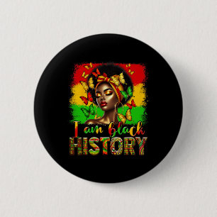 Bóton Redondo 5.08cm Sou a Black History Month Black Melanin Afro Girl 