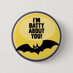Bóton Redondo 5.08cm Sou o Batty por ti - Botão de Halloween