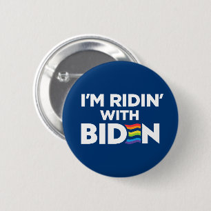 Bóton Redondo 5.08cm Sou Ridin com Biden 2024 LGBTQ