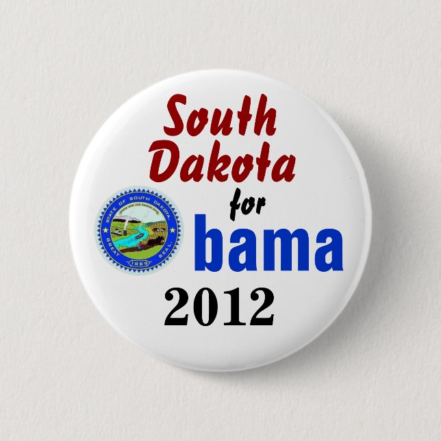 Bóton Redondo 5.08cm South Dakota para Obama 2012 (Frente)