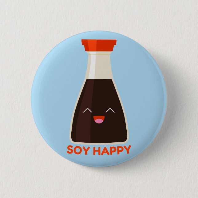 Bóton Redondo 5.08cm Soy Happy Cute Soy Sauce Foodie (Frente)