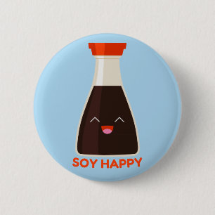 Bóton Redondo 5.08cm Soy Happy Cute Soy Sauce Foodie
