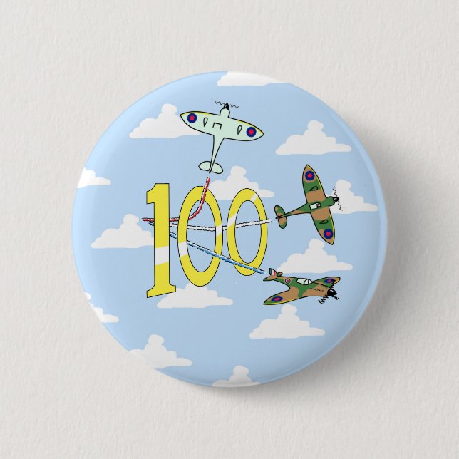Bóton Redondo 5.08cm Spitfire 100º Aniversário (Céu Azul) (Frente)