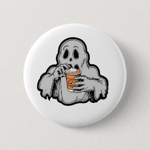 Bóton Redondo 5.08cm Spookeen Ghost Sippin Pumpkin Fall