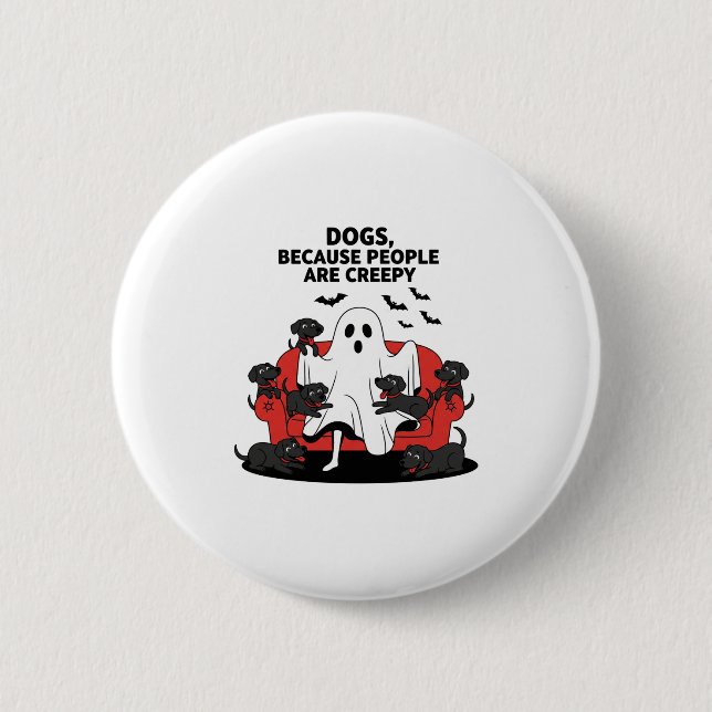 Bóton Redondo 5.08cm Spooky Halloween Dog Spooky Ghost 23 (Frente)