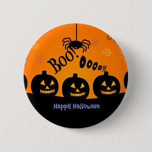 Bóton Redondo 5.08cm Spooky Halloween Pumpkins Jack-o-Lanterns