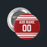 Bóton Redondo 5.08cm Sports Jersey com seu nome e número<br><div class="desc">Cores Vermelhas e Brancas — Se você é dono de uma equipe de futebol de Fantasia,  faça seus próprios produtos e mostre aos seus amigos! Ou...  você joga futebol Segundo grau e quer uma lembrança? Esta design de camisa é perfeita para qualquer um que joga esportes.</div>