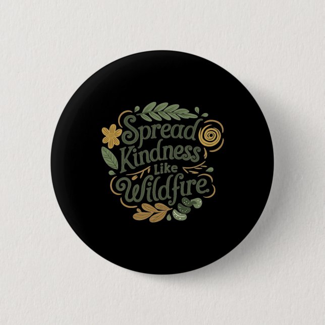Bóton Redondo 5.08cm Spread Kindness - Vinheta de Afirmação Positiva (Frente)