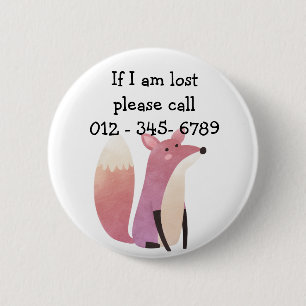 Bóton Redondo 5.08cm Sr. Fox, Contato de Emergência Infantil