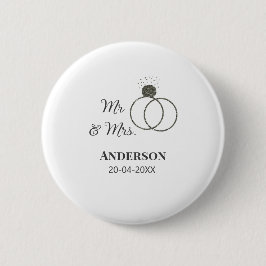Bóton Redondo 5.08cm Sr. & Sra. adicionar nome da família data ano casa