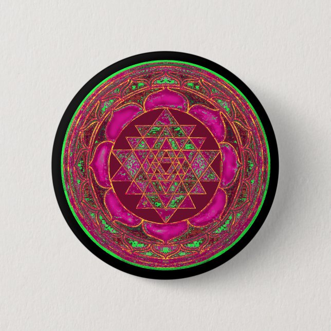 Bóton Redondo 5.08cm Sri Lakshmi Yantra Mandala (Frente)