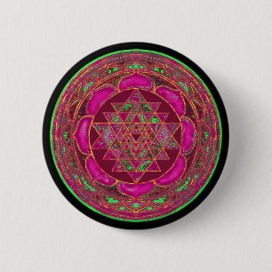 Bóton Redondo 5.08cm Sri Lakshmi Yantra Mandala