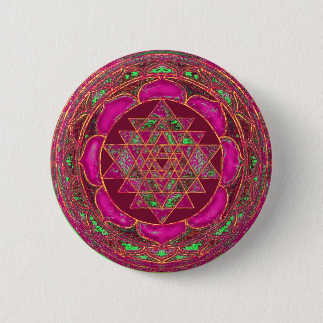 Bóton Redondo 5.08cm Sri Lanca Yantra Mandala (Frente)