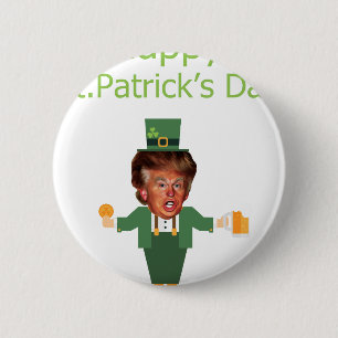 Bóton Redondo 5.08cm st patrics trump leprechaun