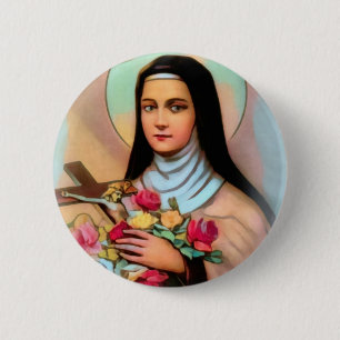 Bóton Redondo 5.08cm St. Therese o crucifixo pequeno dos rosas da flor