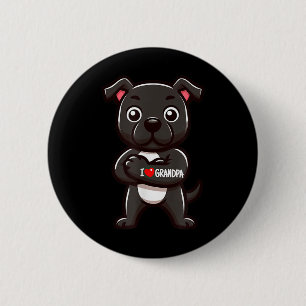 Bóton Redondo 5.08cm Staffordshire Bull Terrier I Love Grandpa Funny Do