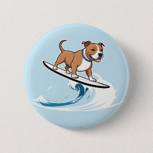 Bóton Redondo 5.08cm Staffordshire Bull Terrier Surfing,