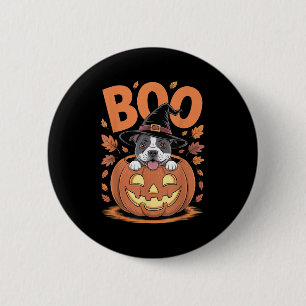 Bóton Redondo 5.08cm Staffy Costume Pumpkin Halloween Staffordshire Bul