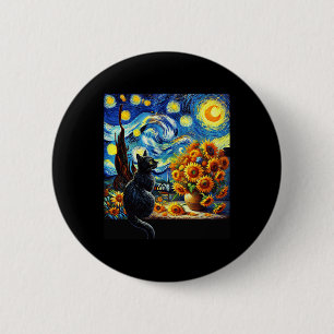 Bóton Redondo 5.08cm Starnight Vincent Van Gogh Sunflower Cat Lover