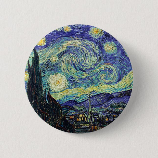 Bóton Redondo 5.08cm Starry Night por van Gogh (Frente)