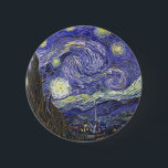 Bóton Redondo 5.08cm Starry Night por Van Gogh botão redondo<br><div class="desc">Starry Night por Van Gogh para o amante da arte ou sonhador na sua vida.</div>
