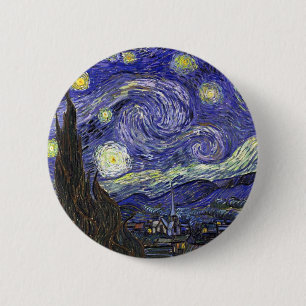 Bóton Redondo 5.08cm Starry Night, Vincent Van Gogh.