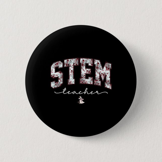 Bóton Redondo 5.08cm Stem Science Technology Engineering Math Teacher V (Frente)