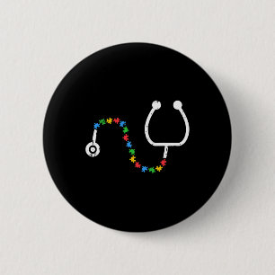 Bóton Redondo 5.08cm Stethoscope Autismo Sensibilização Médica Enfermei