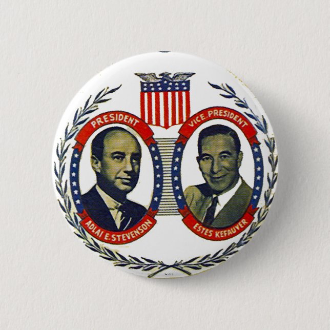 Bóton Redondo 5.08cm Stevenson, jugate de Kefauver - botão (Frente)