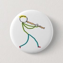 Bóton Redondo 5.08cm Stickman Tocando Flauta