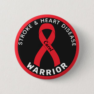 Bóton Redondo 5.08cm Stroke & Heart Disease Warrior Ribbon Black Button