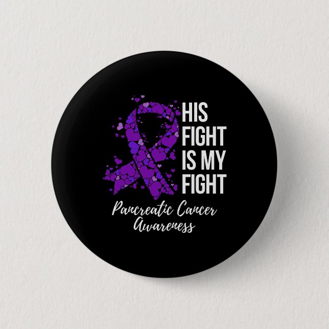 Bóton Redondo 5.08cm Sua Luta É A Minha Consciência Do Câncer de pâncre (Frente)