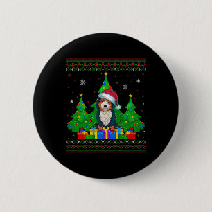 Bóton Redondo 5.08cm Suéter Feio Árvore de Natal Chapéu de Papai Noel B