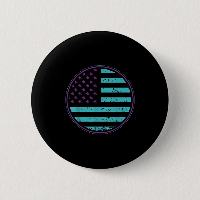 Bóton Redondo 5.08cm Suicide Prevention American Flag Wear Teal Purple  (Frente)