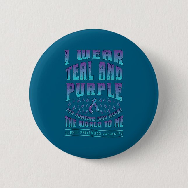 Bóton Redondo 5.08cm Suicide Prevention Wear Teal Purple For Someone Aw (Frente)