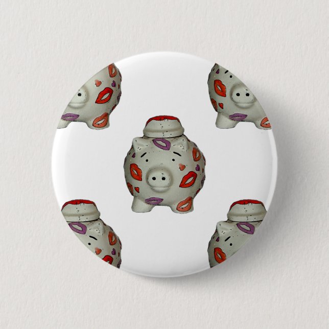 Bóton Redondo 5.08cm Suíno Lipstick Adorável (Frente)