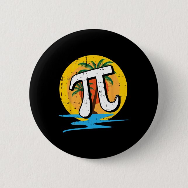 Bóton Redondo 5.08cm Summer Pi Day Retro Beach Math Símbolos Professor  (Frente)
