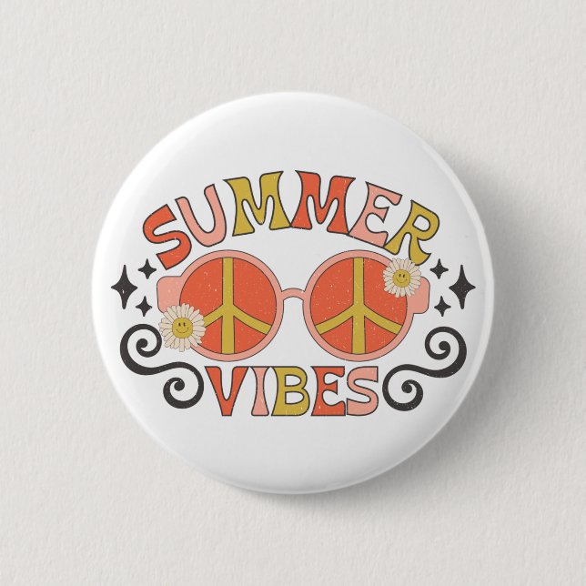 Bóton Redondo 5.08cm Summer Vibes Peace Sunglass (Frente)