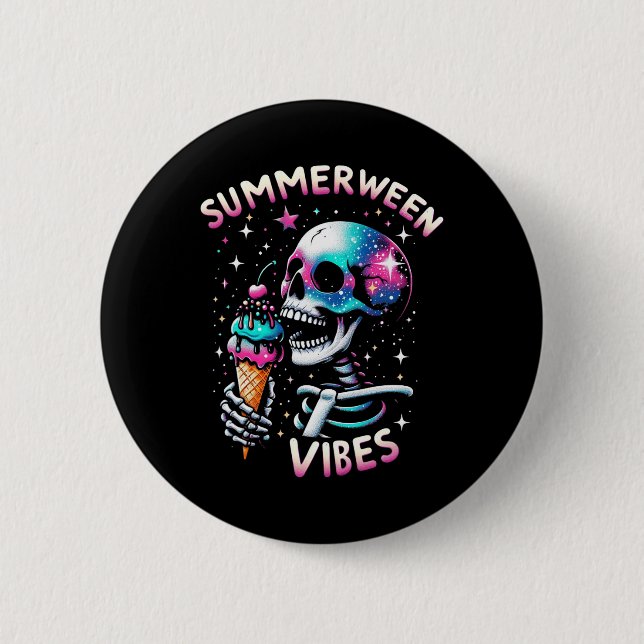 Bóton Redondo 5.08cm Summerbetween Vibes Skeleton Sorvete Summer Hallow (Frente)