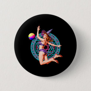 Bóton Redondo 5.08cm Summerenburg Beach Ll Pin-up Y Bruxa Halloween Mag