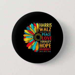 Bóton Redondo 5.08cm Sunflower Harris-whimer 2024 Peace Lgbt Harris-w