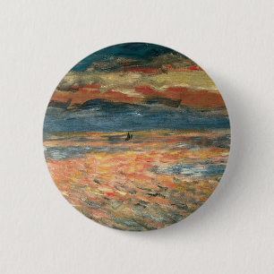 Bóton Redondo 5.08cm Sunset at Sea por Pierre Renoir, Vintage de Belas