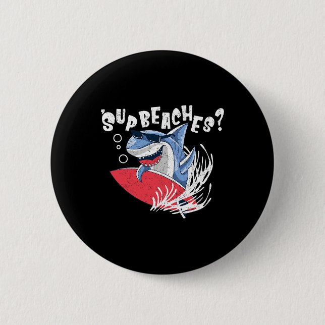 Bóton Redondo 5.08cm Sup Beaches Funny Shark Summer Lover Mema Va (Frente)