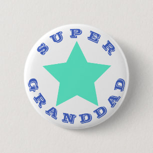 Bóton Redondo 5.08cm SUPER GRANDDDAD - Botão Grande Estrela Teal