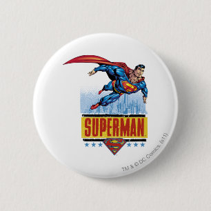 Bóton Redondo 5.08cm Super-homem com paisagem urbana