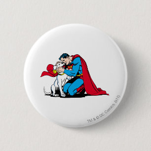 Bóton Redondo 5.08cm Super-Homem e Krypto