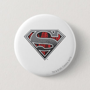 Bóton Redondo 5.08cm Super-Homem Logotipo da Cidade Vermelha e Cinzas