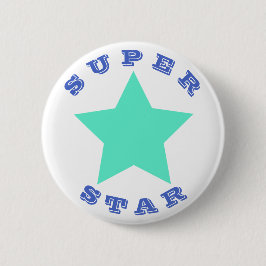 Bóton Redondo 5.08cm SUPER STAR | Botão Grande Estrela Teal